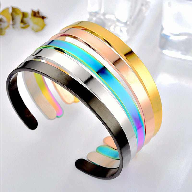 Wholesale Open Adjustable C-shaped Stainless Steel Titanium Bracelet